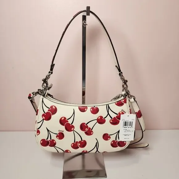 NWT Coach CZ774 Teri Shoulder Bag In Signature Canvas With Cherry Print - Picture 3 of 6